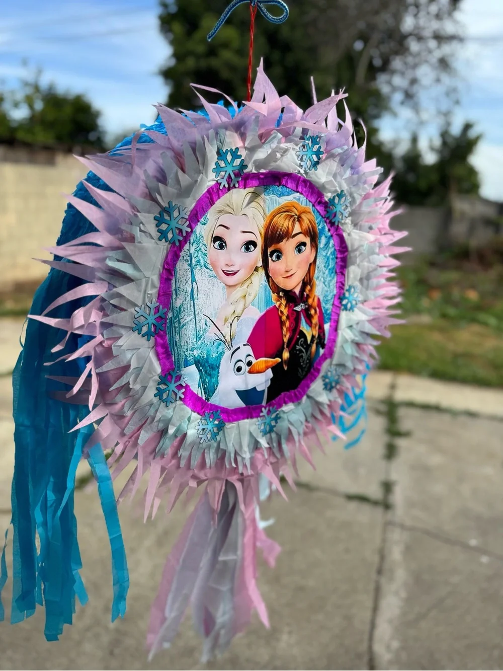 Frozen Themed Pink & Blue Party Pinata - Anna, Elsa & Olaf
